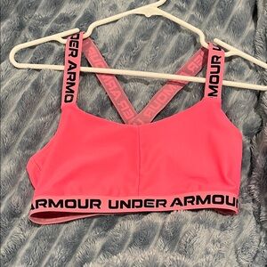 hot pink under armour bra non padded